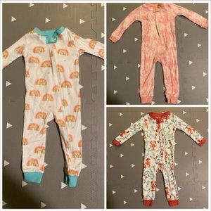 Set of 3 Burt's Bees Baby Snug Fit Pajamas - Sz. 12 Months NWOT